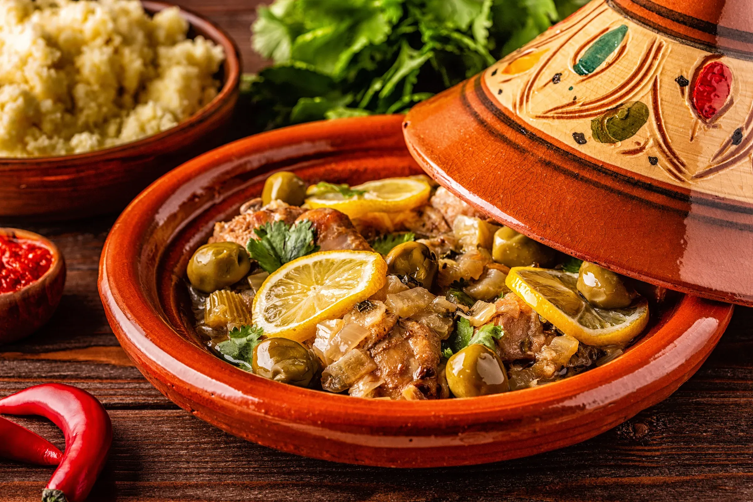 Traditional Moroccan chicken tagine